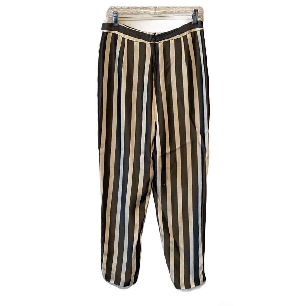 KAELEN black and white stripe High rise  pant exc